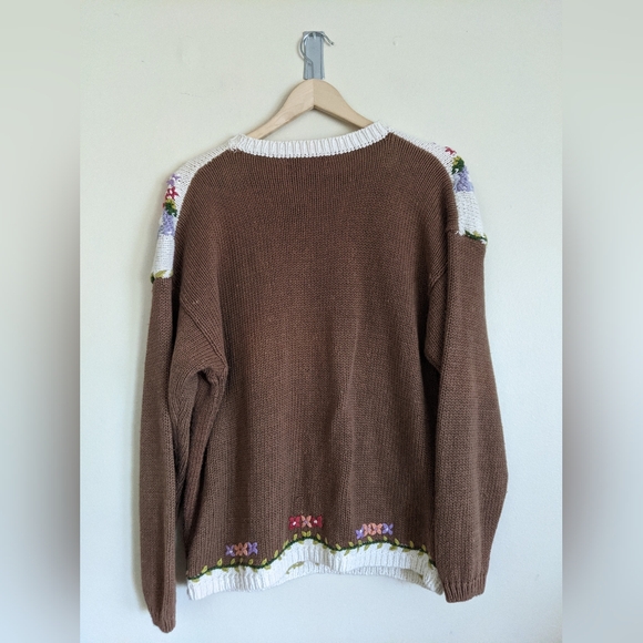 Vintage 90s Cottagecore Embroidered Sweater – Jennifer Reed – 1X – Shabby Chic - Picture 2 of 9